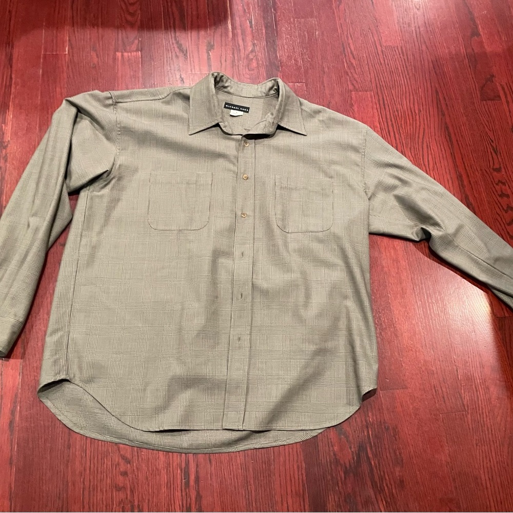 Michael Kors XL Plaid Wool Long Sleeve Shirt Men’s